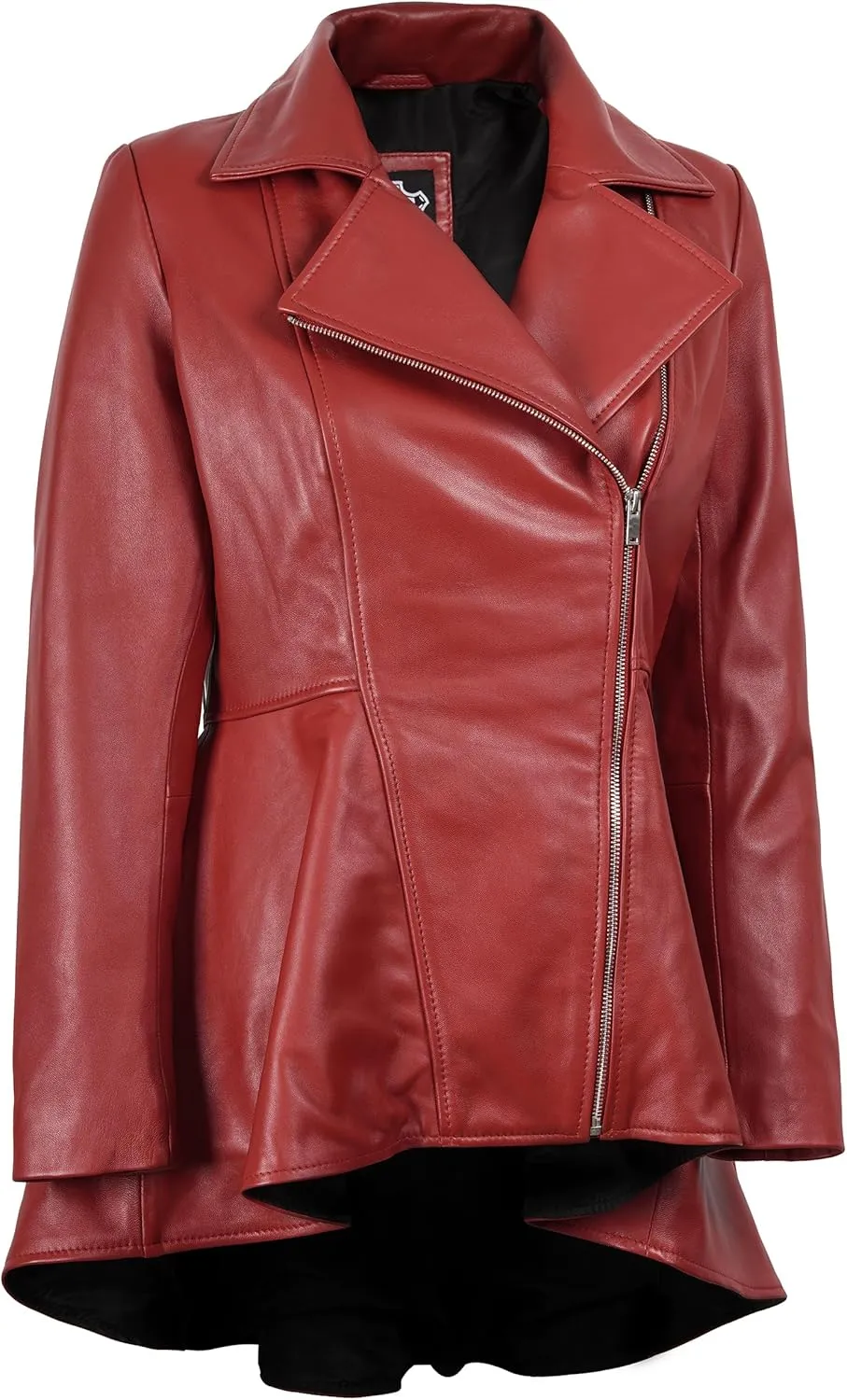 Decrum Leather Peplum Jackets for Women - Real Lambskin Brown Purple Red & Black Leather Jacket Women