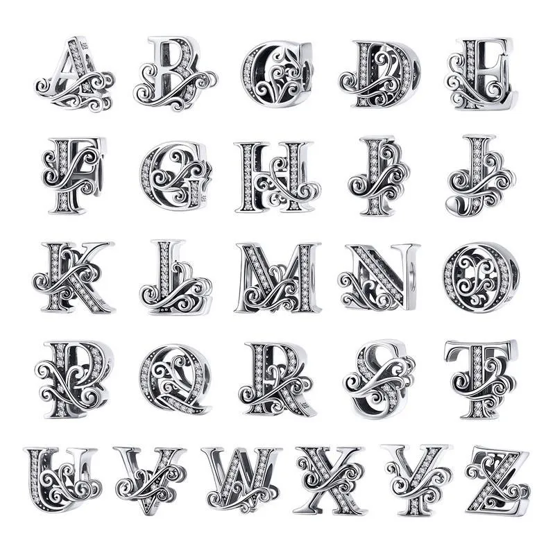 Diy Bracelet Beaded Accessories With Zircon Beads 26 Letters Style - W