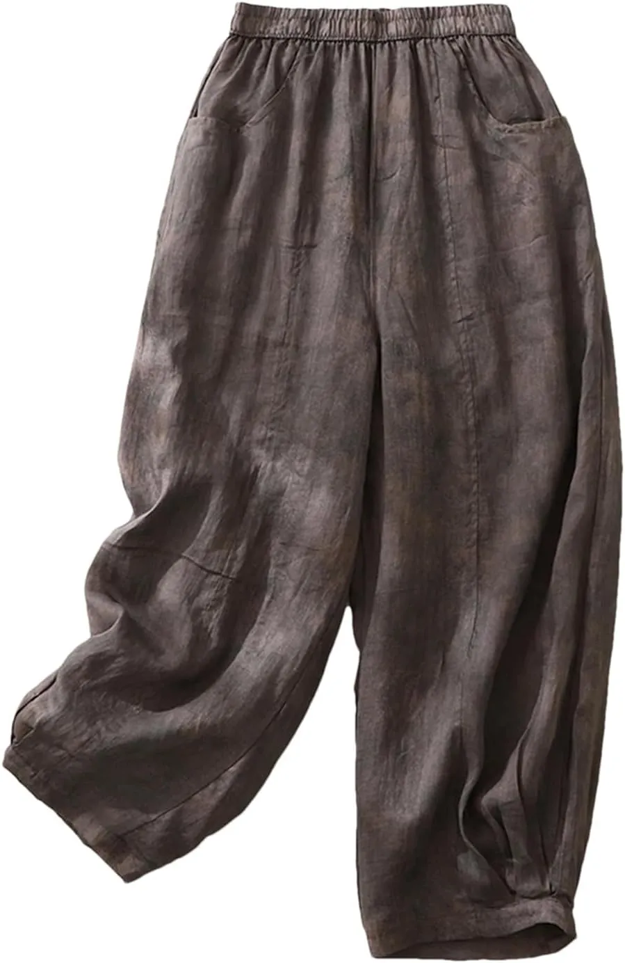 Dndrdhfb Women's Cotton and Linen Bloomers High Waisted Thin Wide Leg Pants Casual Harem Pants