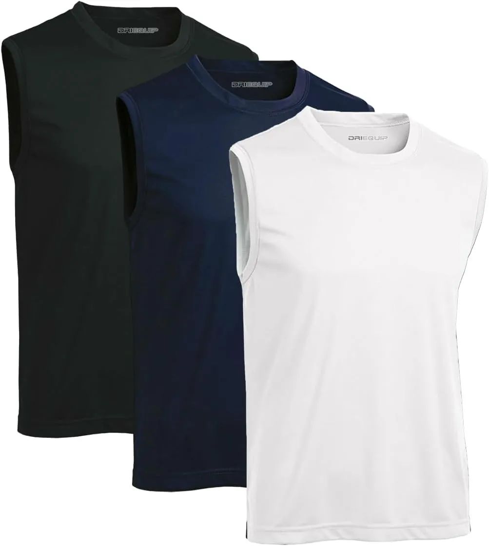 DRIEQUIP Mens Sleeveless Moisture Wicking Muscle T-Shirts. XS-4XL