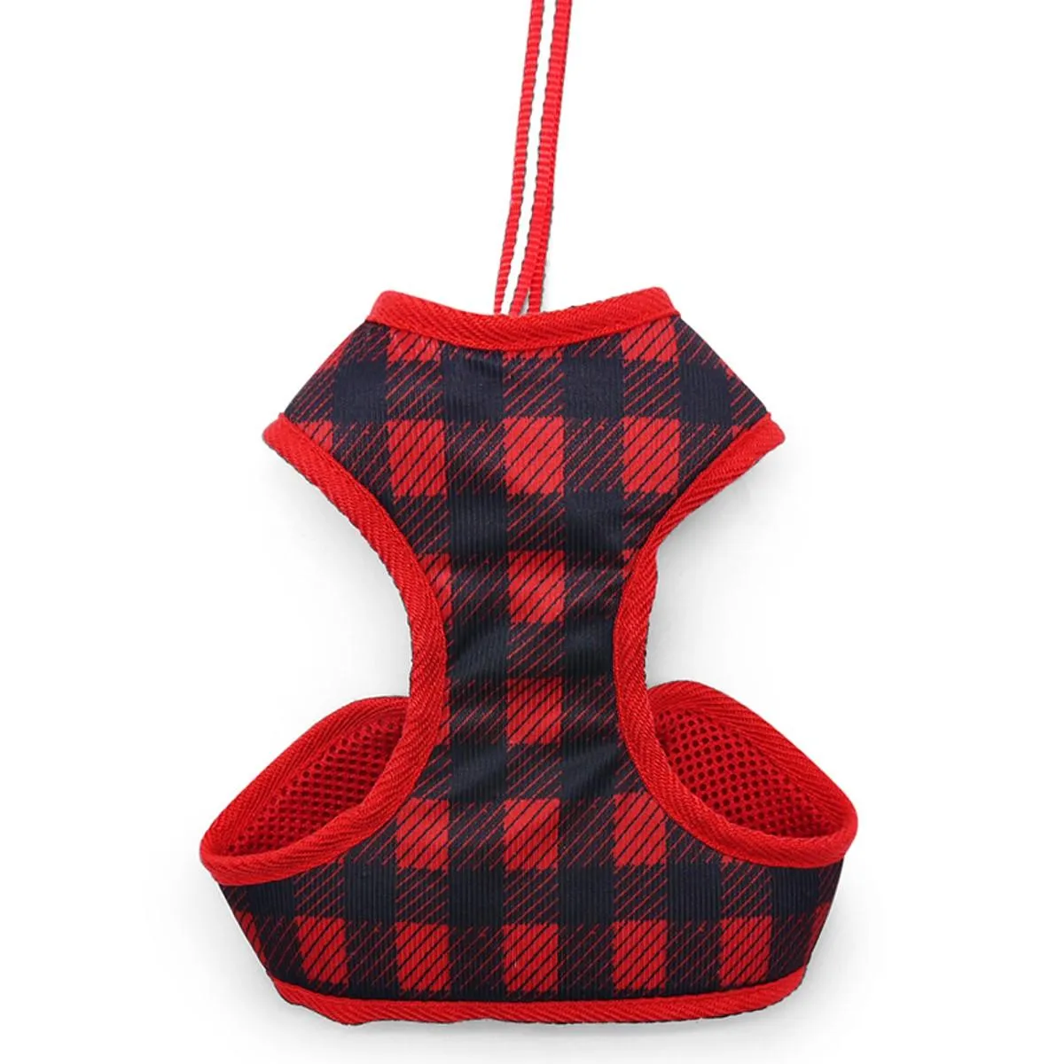 easy go harness and leash set - red plaid