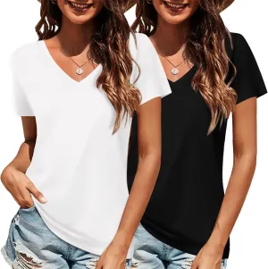 Elesomo Womens T Shirts Short Sleeve Tops Casual Summer Tees