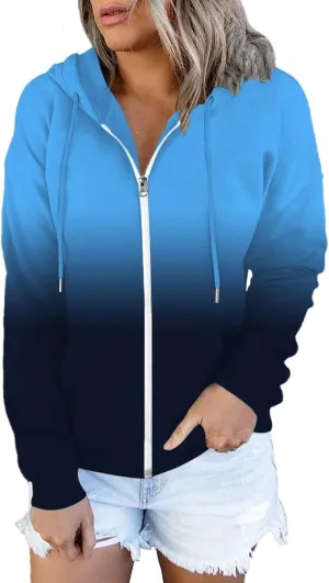 ETCYY Women's Causal Hoodies Zip Up Jackets Long Sleeve Oversized Tie-Dyed Sweatshirt Pullover with Pockets