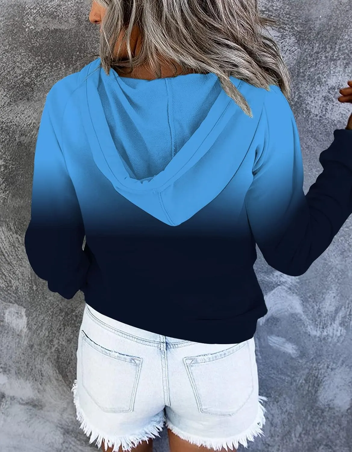 ETCYY Women's Causal Hoodies Zip Up Jackets Long Sleeve Oversized Tie-Dyed Sweatshirt Pullover with Pockets