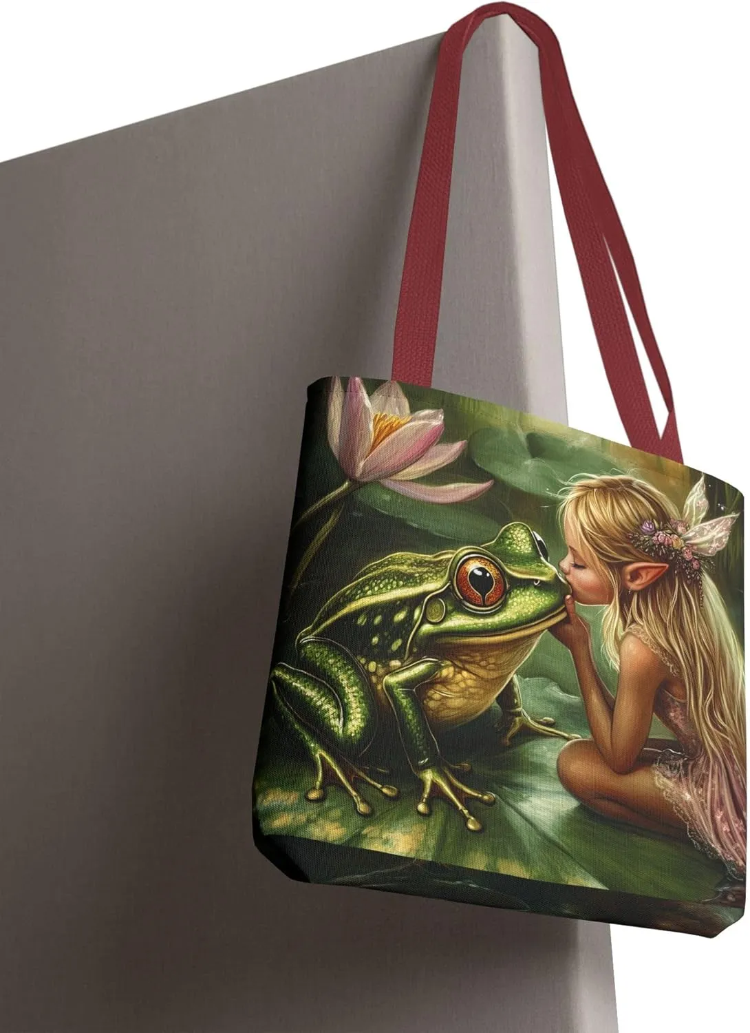 Fairy Tale Tote Bag, Princess and Frog Illustration, Magical Reusable Shopping Bag, Storybook Merch, Fairytale Gift,