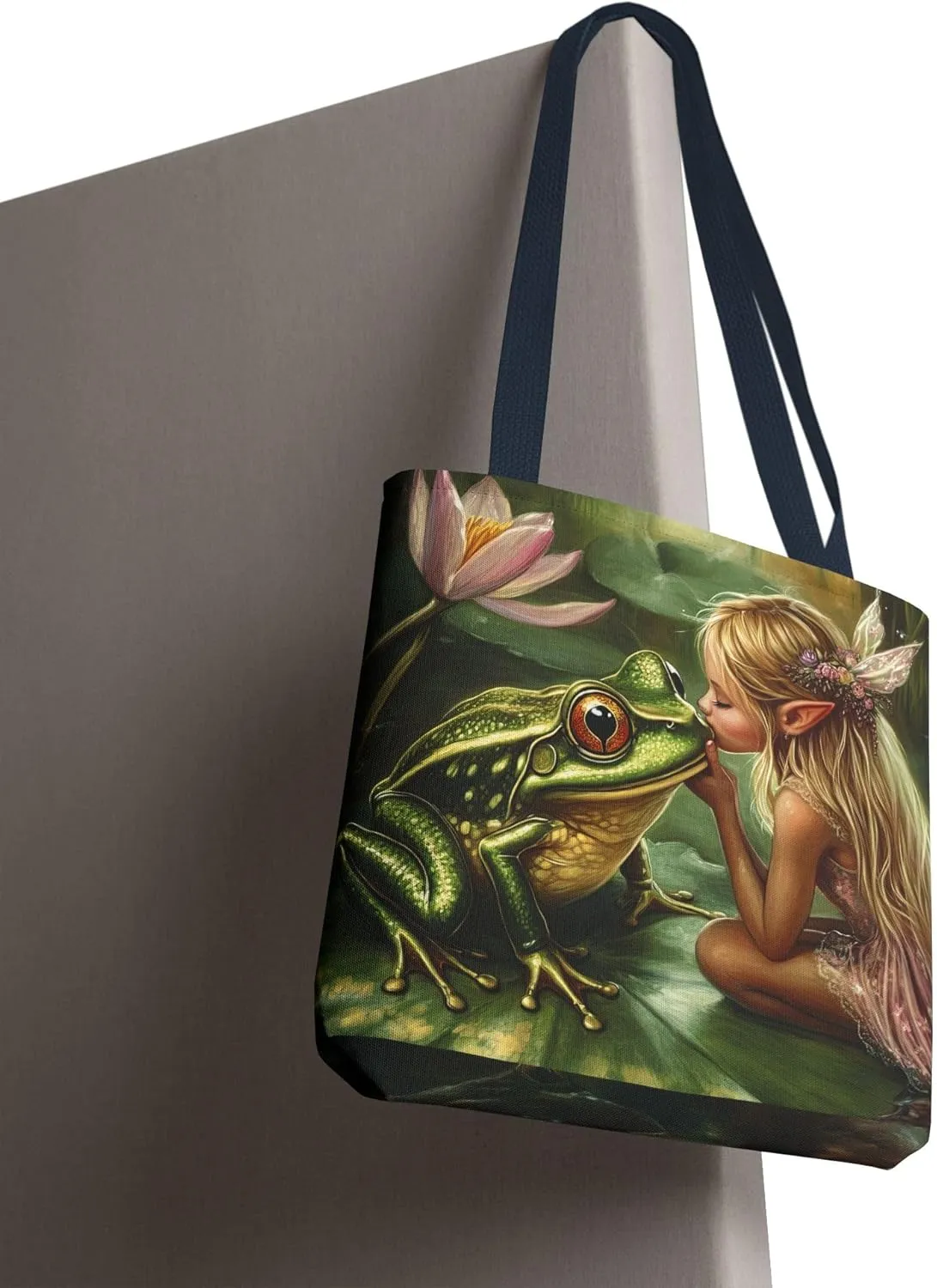 Fairy Tale Tote Bag, Princess and Frog Illustration, Magical Reusable Shopping Bag, Storybook Merch, Fairytale Gift,