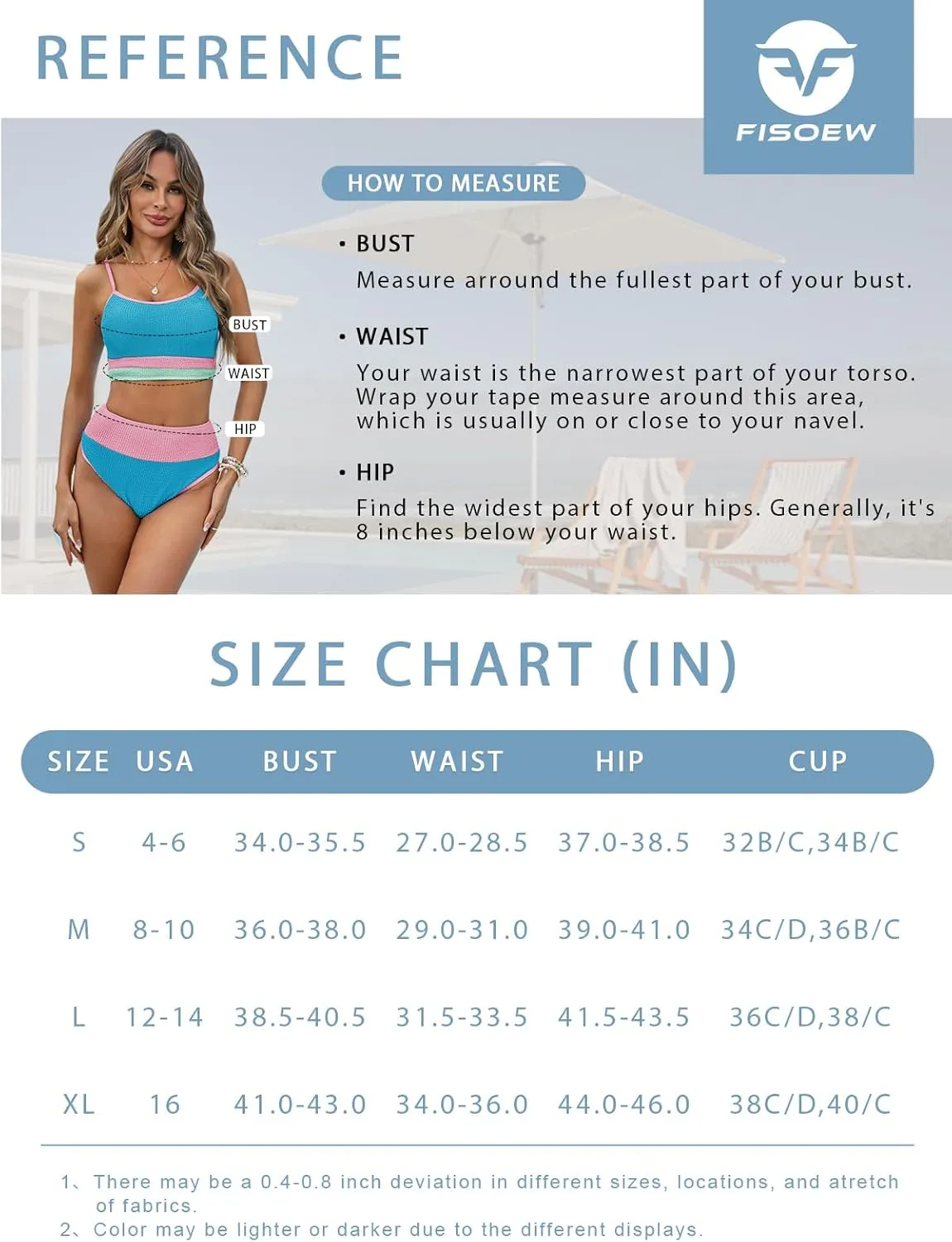 Fisoew Womens Neon Bikini Sets High Waisted Ribbed Color Block Spaghetti Straps Scoop Neck Textured Two Piece Swimsuits