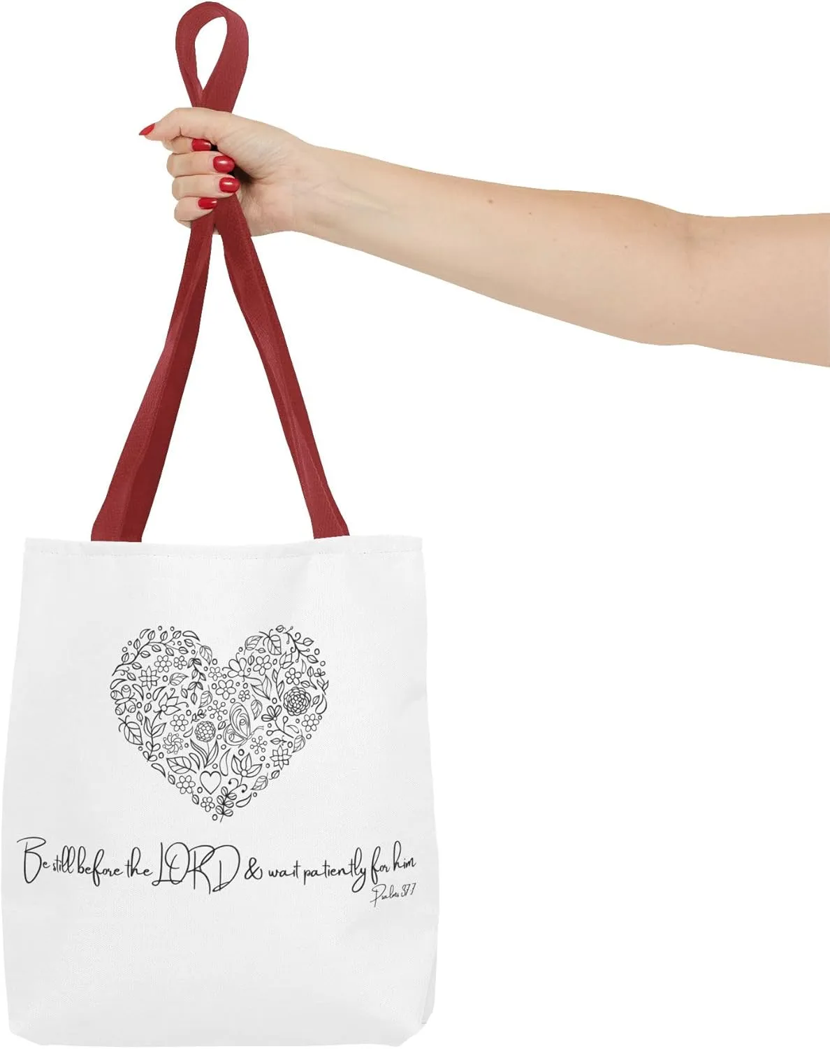 Floral Heart Tote Bag, Scripture Quote Canvas Tote, Reusable Shopping Bag, Eco-Friendly Carryall, Shoulder Bag for Women