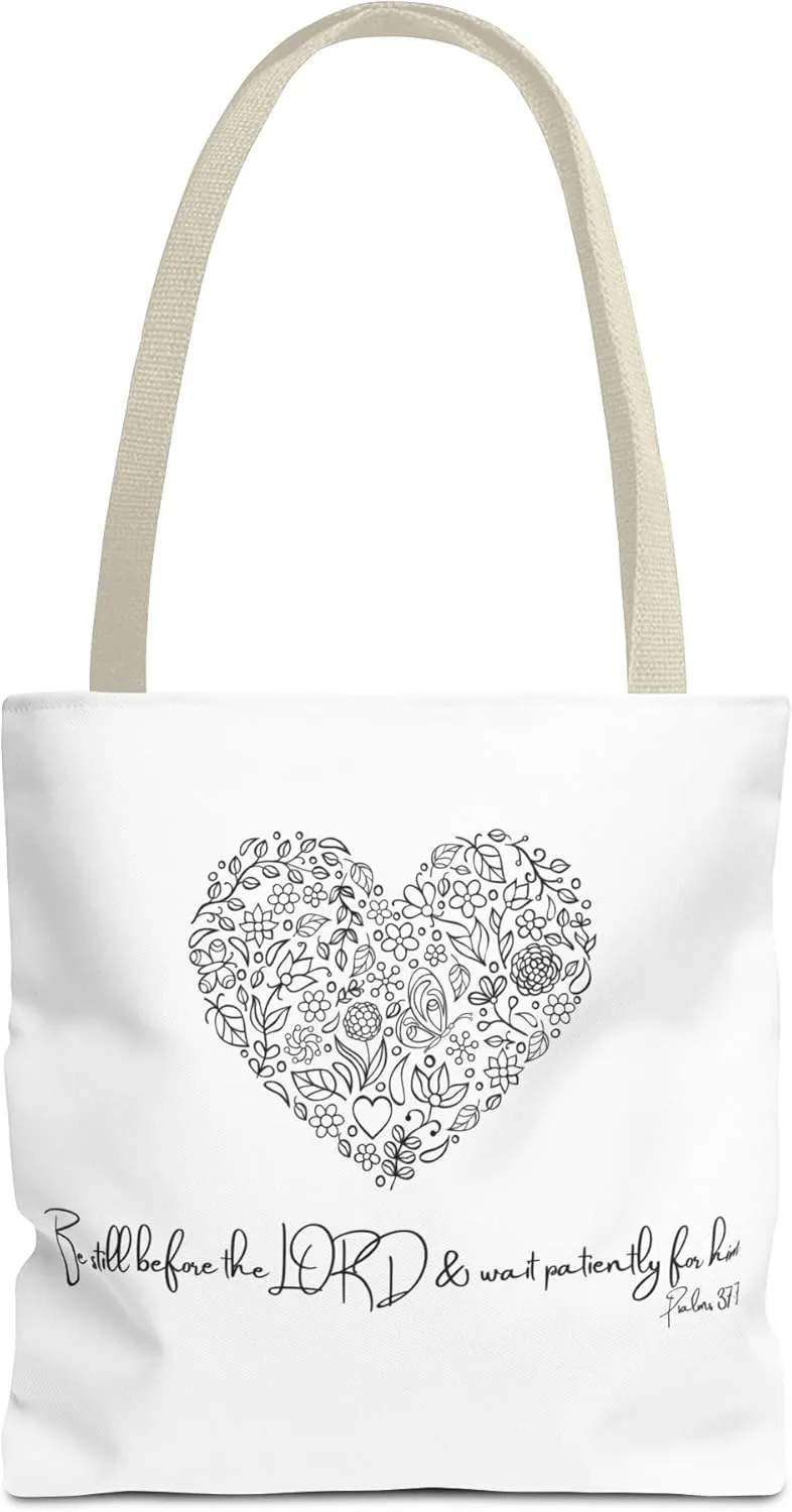 Floral Heart Tote Bag, Scripture Quote Canvas Tote, Reusable Shopping Bag, Eco-Friendly Carryall, Shoulder Bag for Women