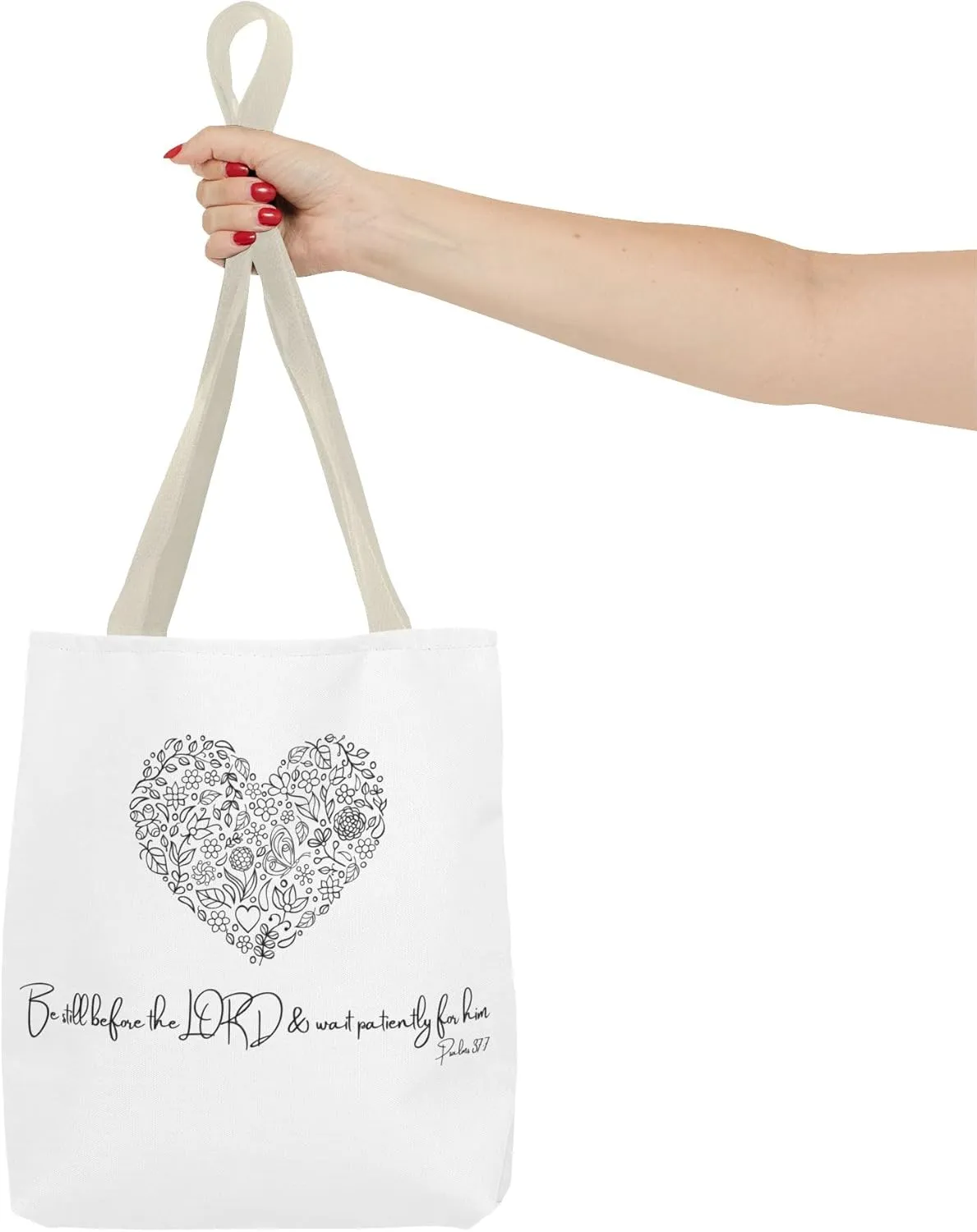 Floral Heart Tote Bag, Scripture Quote Canvas Tote, Reusable Shopping Bag, Eco-Friendly Carryall, Shoulder Bag for Women