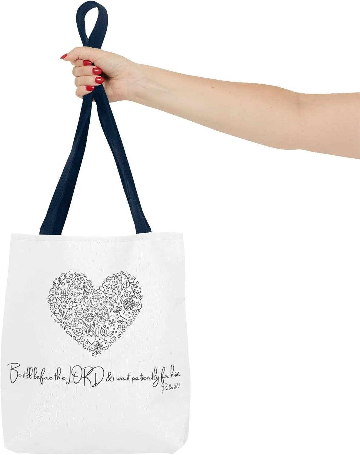 Floral Heart Tote Bag, Scripture Quote Canvas Tote, Reusable Shopping Bag, Eco-Friendly Carryall, Shoulder Bag for Women