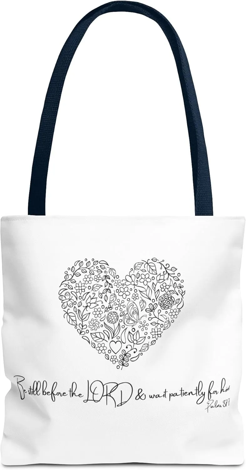 Floral Heart Tote Bag, Scripture Quote Canvas Tote, Reusable Shopping Bag, Eco-Friendly Carryall, Shoulder Bag for Women
