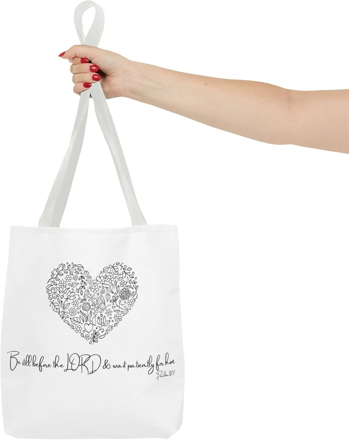 Floral Heart Tote Bag, Scripture Quote Canvas Tote, Reusable Shopping Bag, Eco-Friendly Carryall, Shoulder Bag for Women