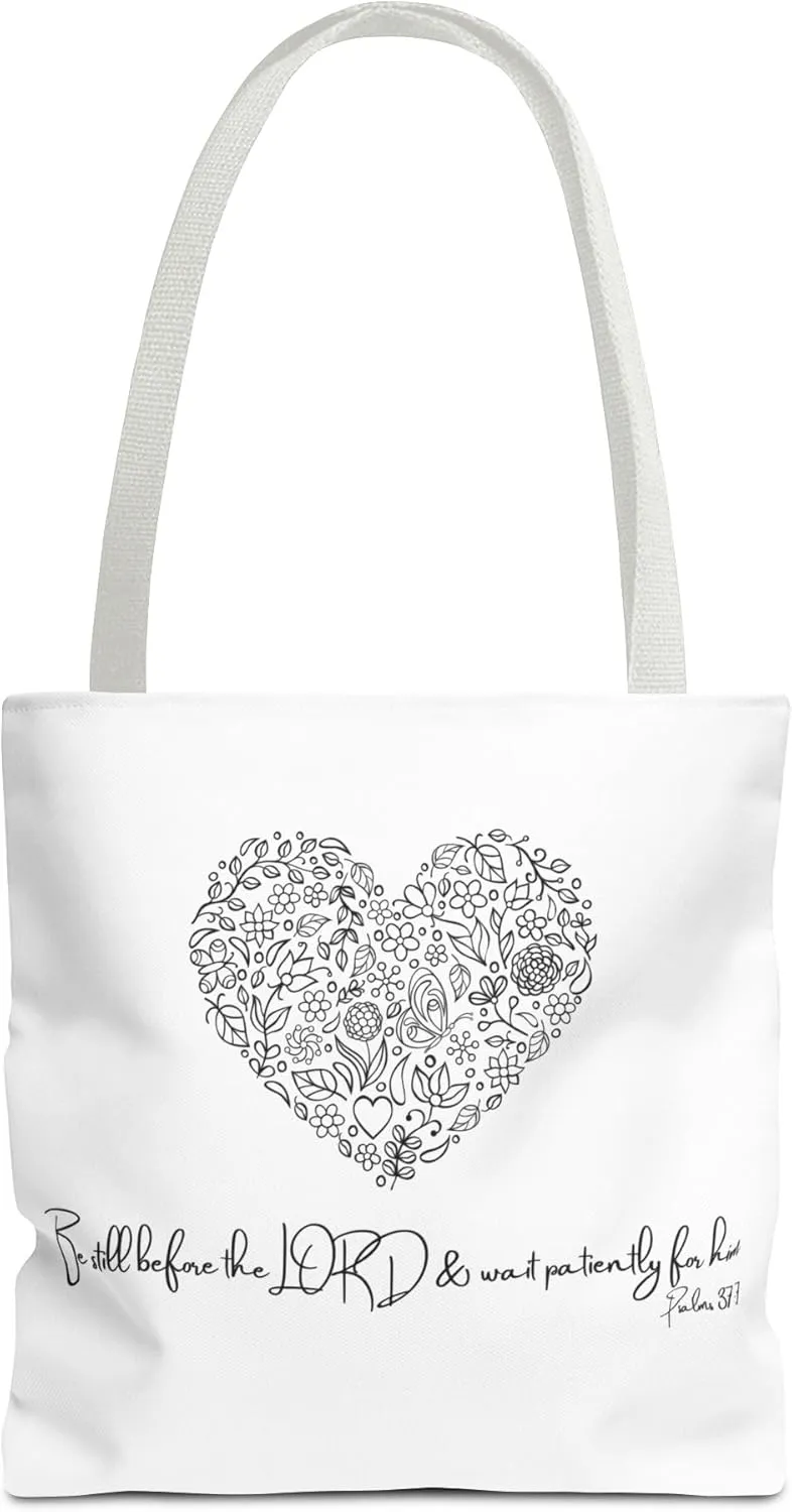 Floral Heart Tote Bag, Scripture Quote Canvas Tote, Reusable Shopping Bag, Eco-Friendly Carryall, Shoulder Bag for Women