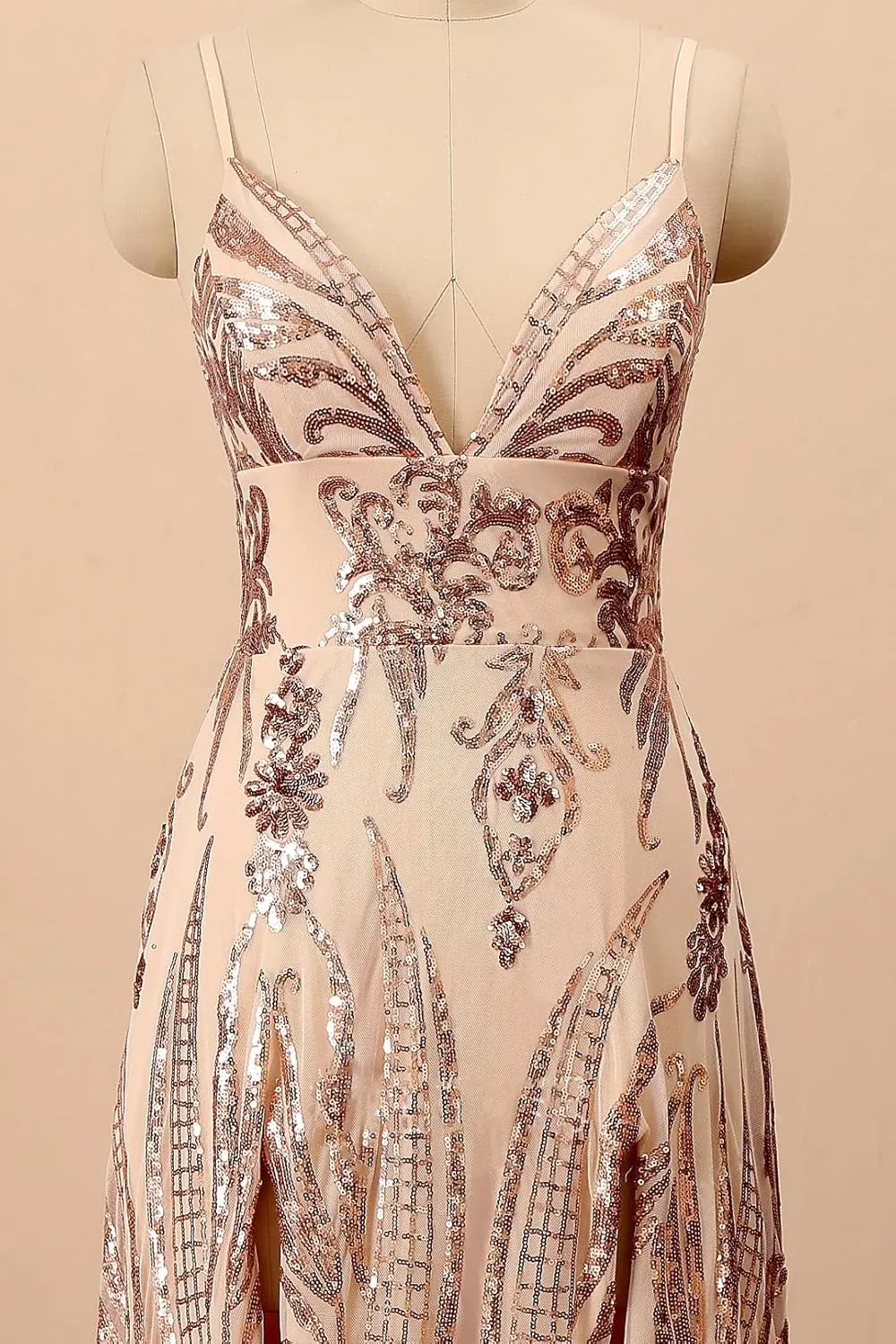 Floral Sequin Prom Dresses Spaghetti Straps Ball Gown Plus Size Formal Dresses for Women Evening Party