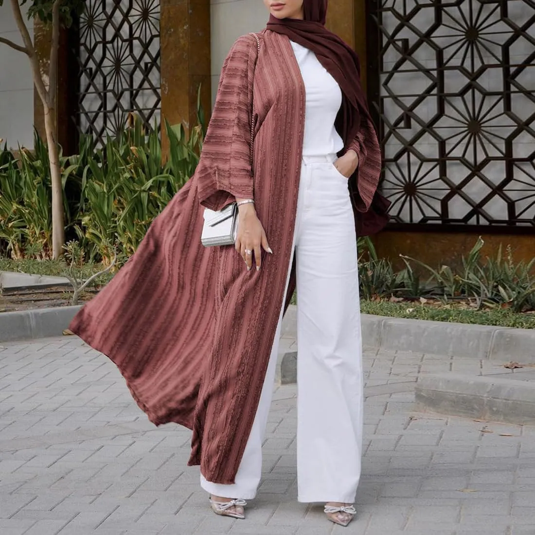 Front Open Abayas for Women Muslim with Hijab Scarf Islamic Prayer Clothes Long Sleeve Muslim Cardigan Dress Dubai Cardi Robe