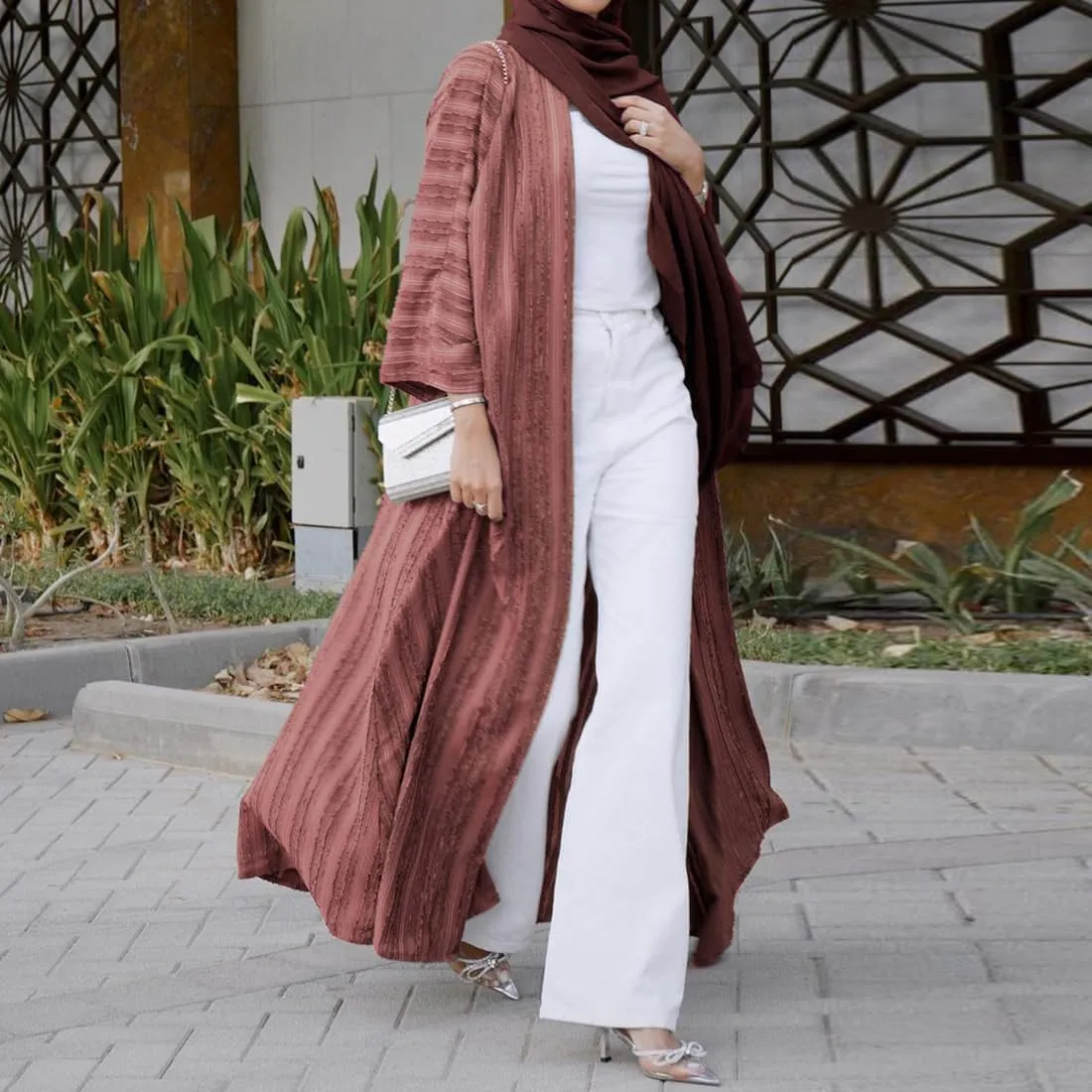 Front Open Abayas for Women Muslim with Hijab Scarf Islamic Prayer Clothes Long Sleeve Muslim Cardigan Dress Dubai Cardi Robe