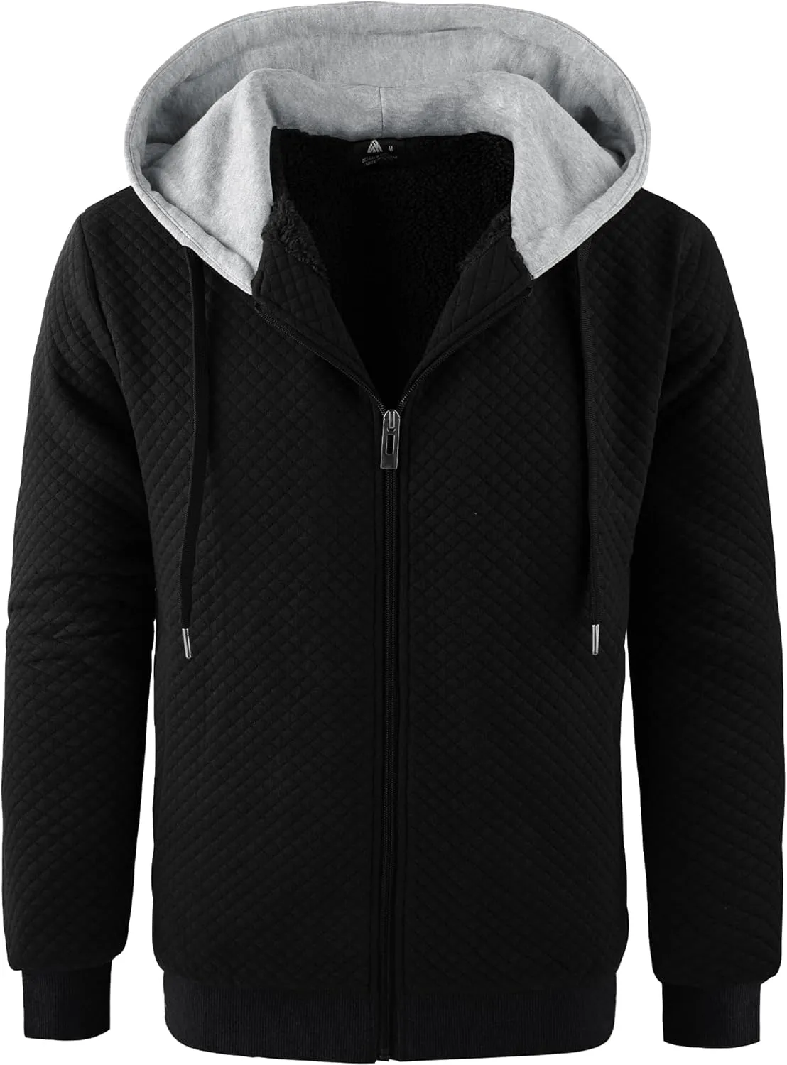 GEEK LIGHTING Mens Fleece Lined Hoodies Zip Up Waffle Knit Thicken Hooded Sweatshirts Winter Jackets