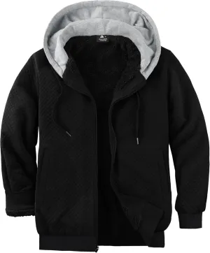 GEEK LIGHTING Mens Fleece Lined Hoodies Zip Up Waffle Knit Thicken Hooded Sweatshirts Winter Jackets