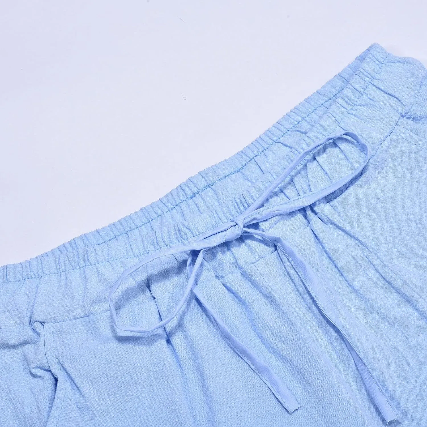 GIERIDUC Mens Casual Linen Pants Loose Fit Elastic Drawstring Waist Straight Leg Hippie Trousers Summer Yoga Beach Long Pants