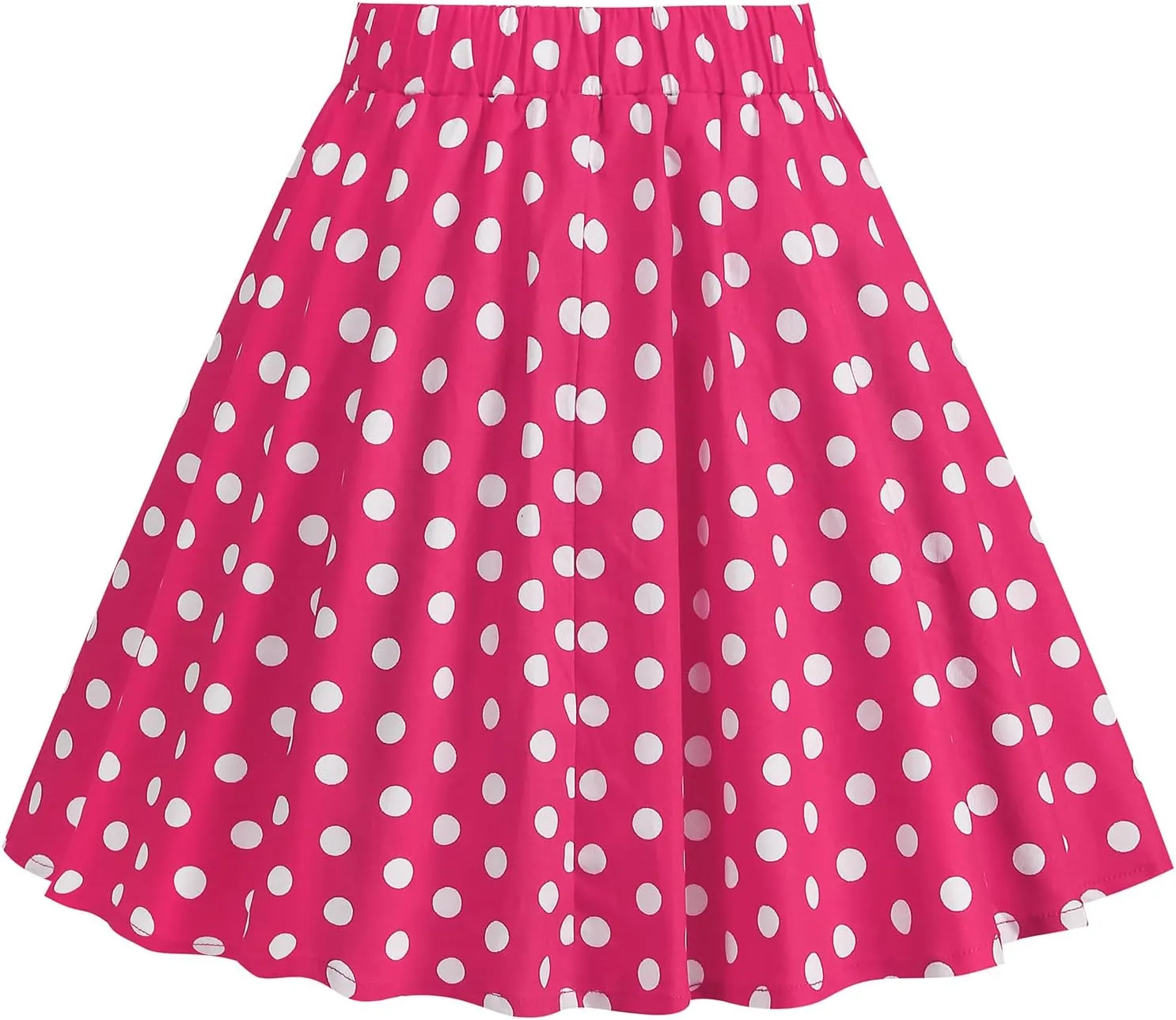 Girls Vintage Polka Dot Skirt 50s Flare A-Line Pleated 50's Full Circle Skirt 1950s Smock Waist Rockabilly Swing Party Skirts