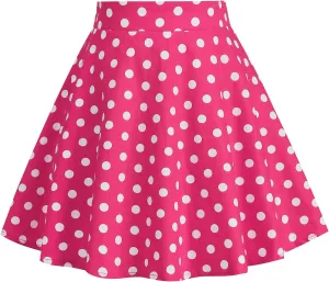Girls Vintage Polka Dot Skirt 50s Flare A-Line Pleated 50's Full Circle Skirt 1950s Smock Waist Rockabilly Swing Party Skirts
