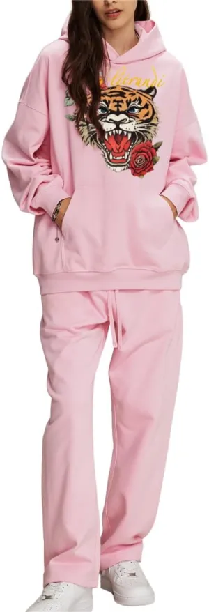 Glitrandi Womens 2 Piece Outfits Sweatsuit Sets Fashion Print Hoodies With Sweatpants Oversized Tracksuit For Women