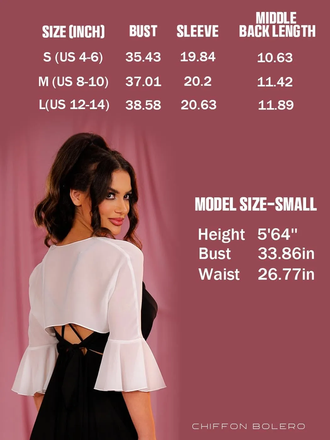 GORAIS Women Chiffon Bolero Shrugs 3/4 Sleeve Open Front Sheer Jackets Cardigan for Evening Dresses