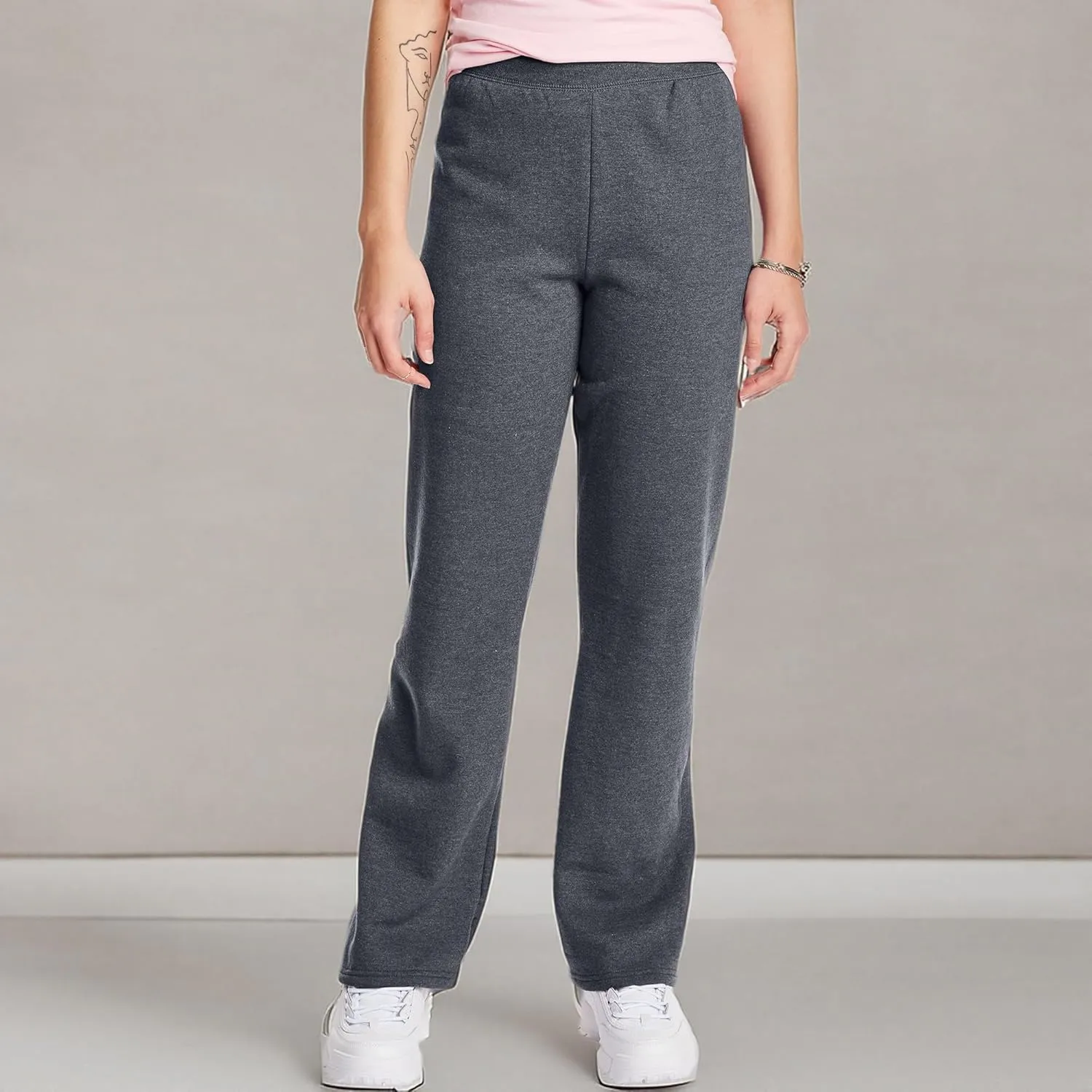 Hanes Womens EcoSmart Fleece Petite Sweatpants, Open Bottom Sweatpants, Petite, 28.5''