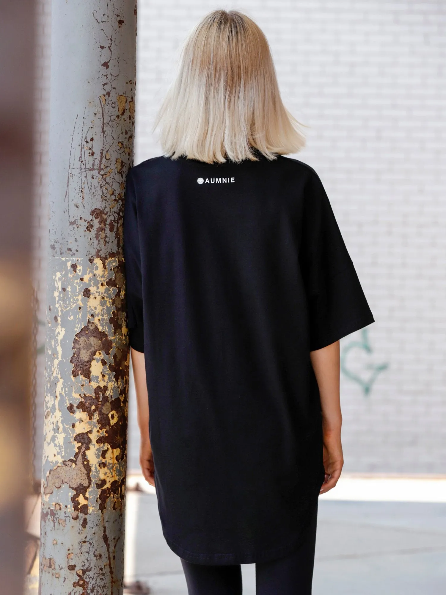 HI LO OVERSIZE COTTON TEE, BLACK