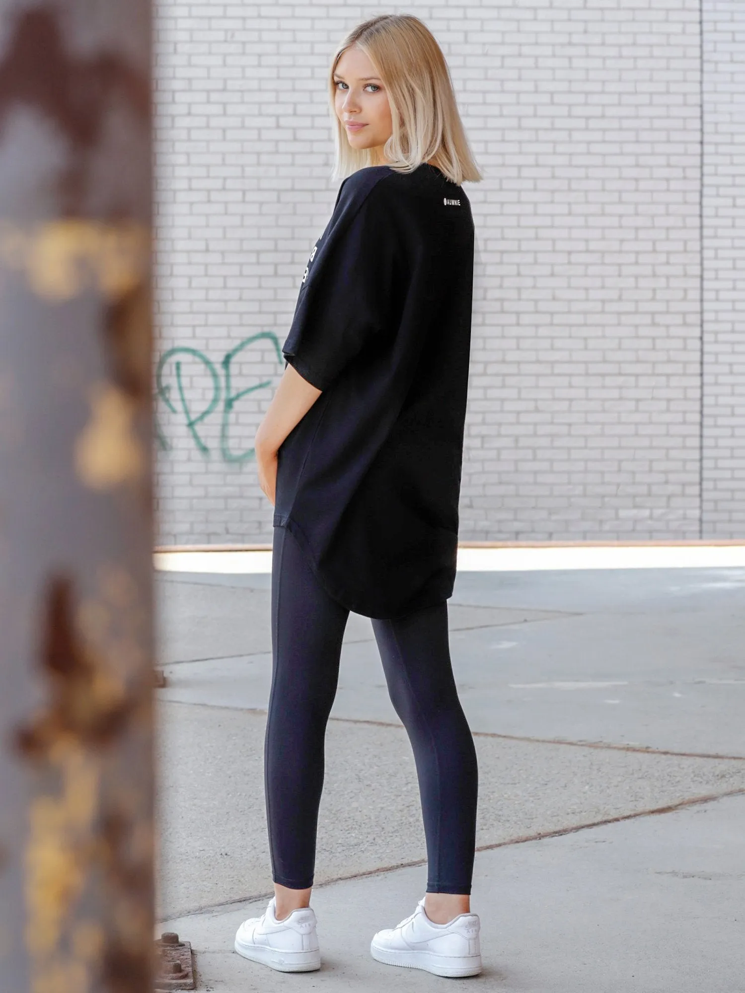 HI LO OVERSIZE COTTON TEE, BLACK