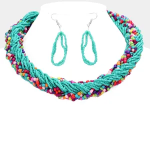 iLLASPARKZ Braided Colorful Seed Beaded Necklace