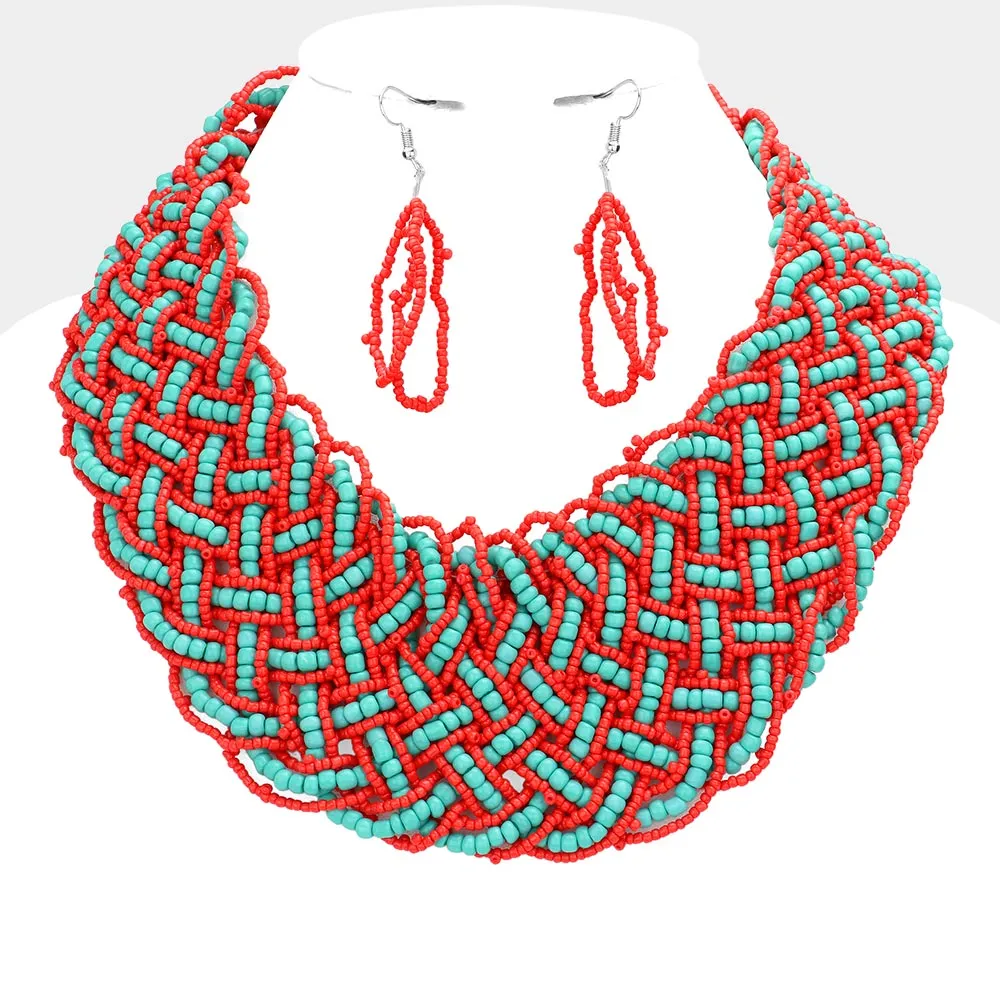 iLLASPARKZ Braided Seed Beaded Necklace