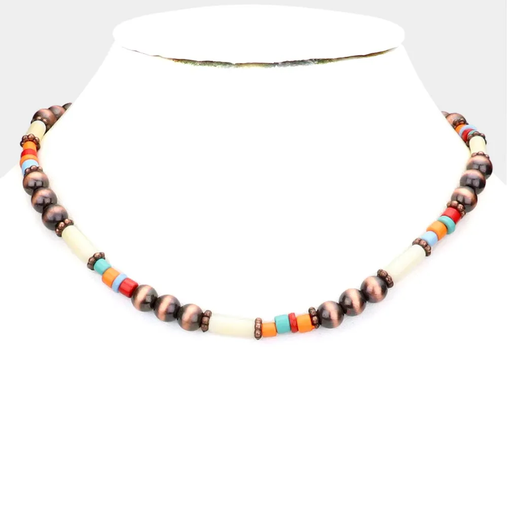 iLLASPARKZ Burnished Metal Ball Beaded Necklace