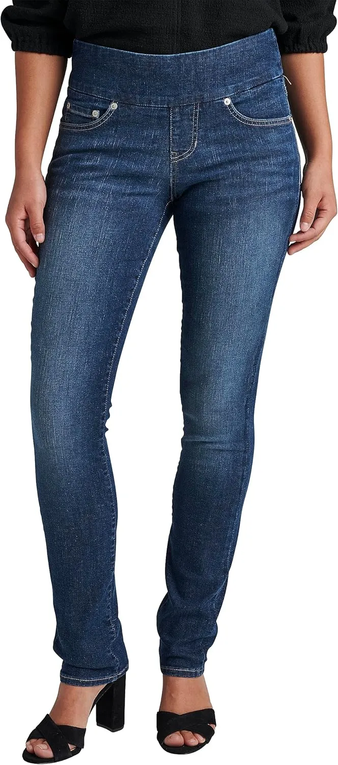 JAG Women's Peri Mid Rise Straight Leg Pull-on Jeans