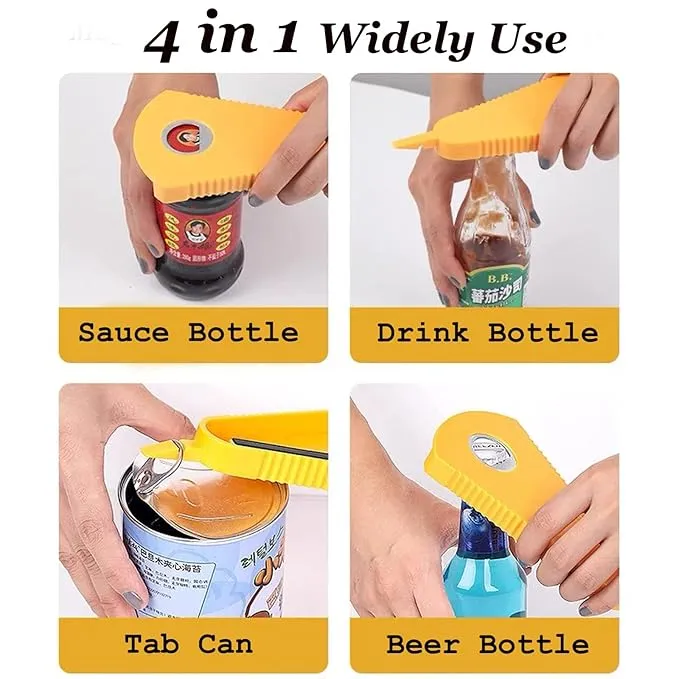 Jar Opener, 4 in 1 Multi Function Can Opener for Beer, Can, Soda Water, Jam Jar Lips Cap