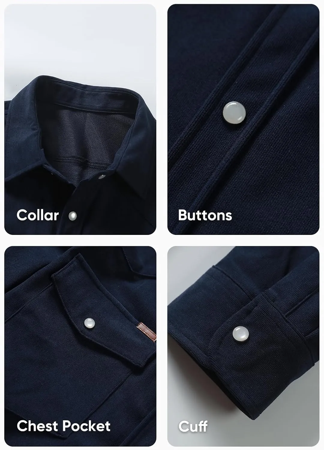 JMIERR Men's Corduroy Shirts Casual Western Long Sleeve Button Down Shacket Jackets with 2 Flap Pocket