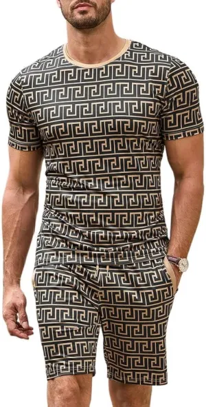 JMIERR Men's Lounge Sets Short Sleeve T-Shirts and Shorts Matching Set Loungewear