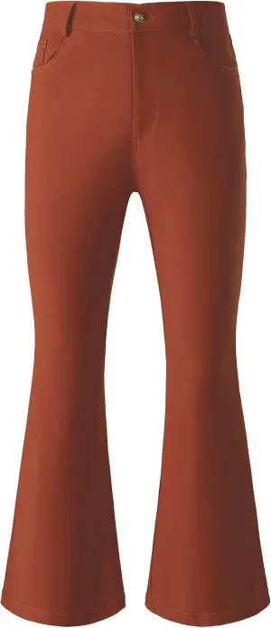 JOGAL Mens Bell Bottom Pants 70s Disco Outfits Slim Fit Retro Flared Trousers