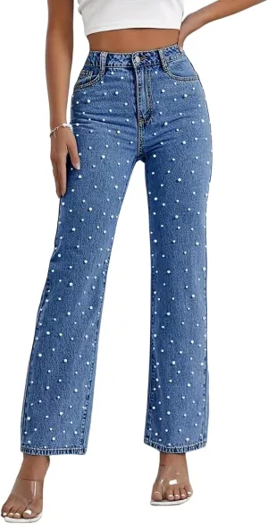 Kedera Women's High Waisted Jeans Boyfriend Baggy Wide Straight Leg Casual Denim Pants Trousers