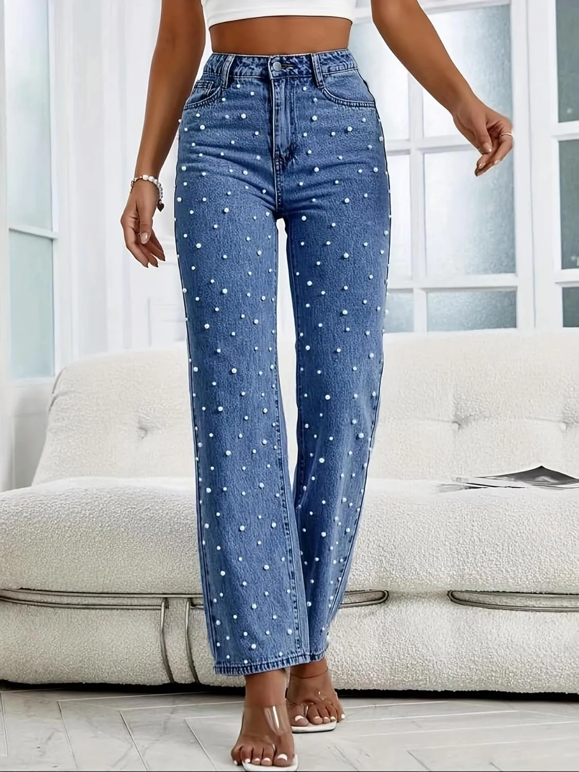 Kedera Women's High Waisted Jeans Boyfriend Baggy Wide Straight Leg Casual Denim Pants Trousers