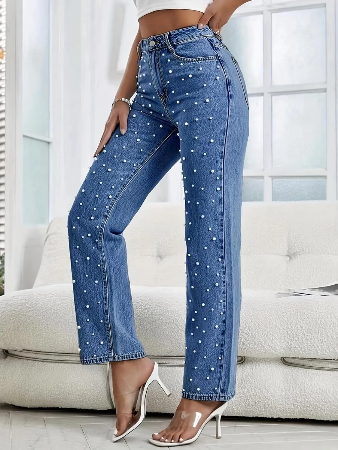 Kedera Women's High Waisted Jeans Boyfriend Baggy Wide Straight Leg Casual Denim Pants Trousers