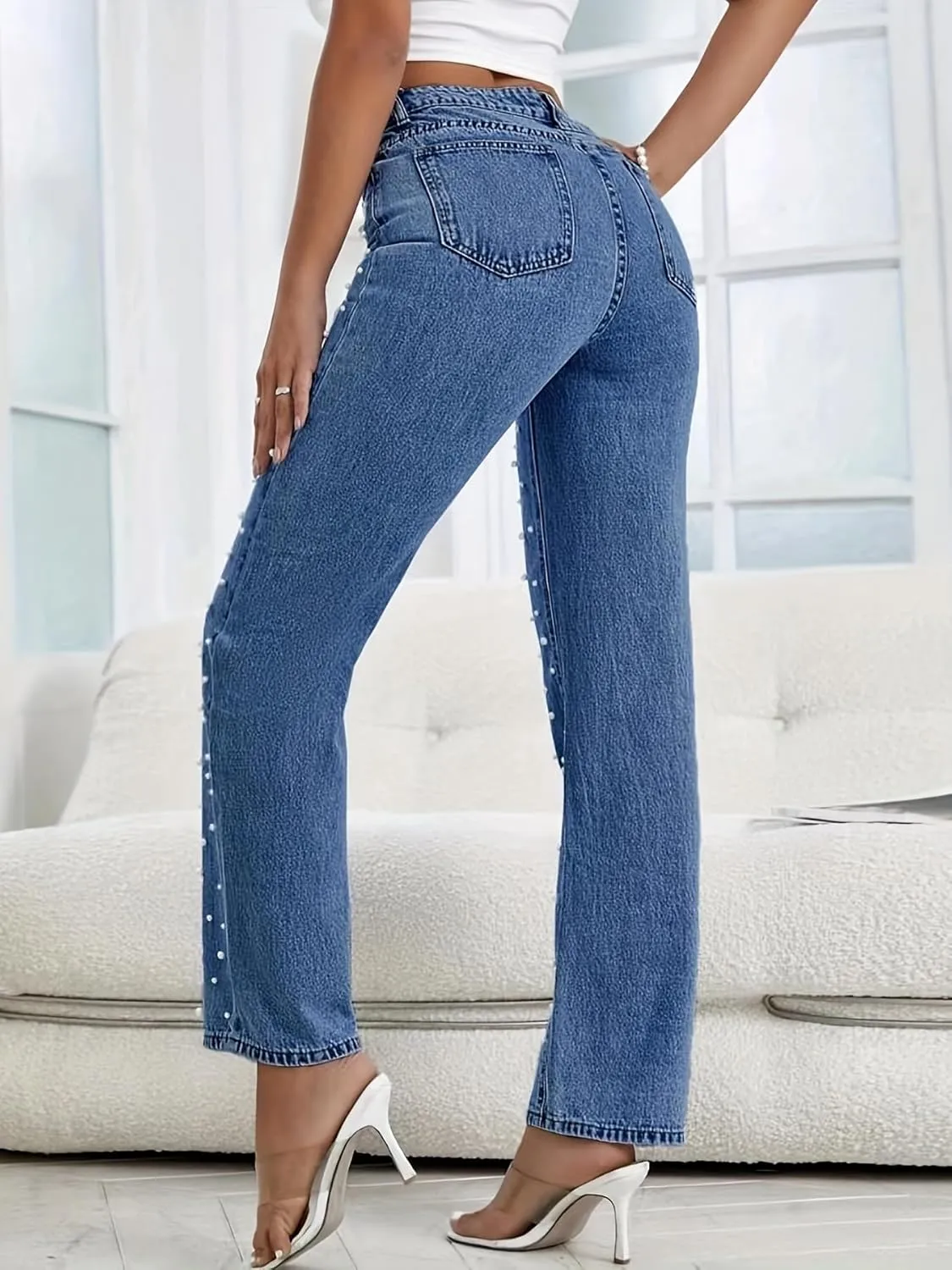 Kedera Women's High Waisted Jeans Boyfriend Baggy Wide Straight Leg Casual Denim Pants Trousers