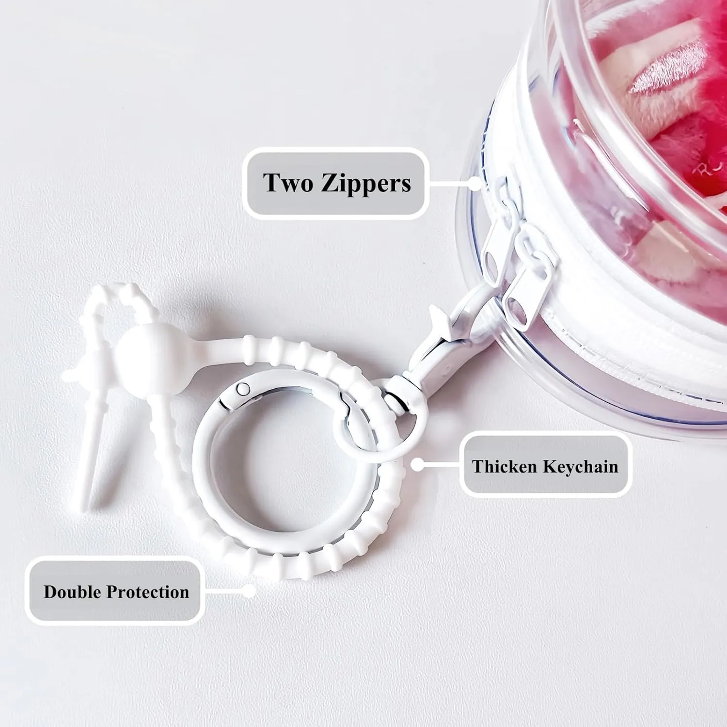 Large Clear Figure Display Bag with Keychain Case Blind Box Keychain Carrying Case Lipstick Charm for Collectibles
