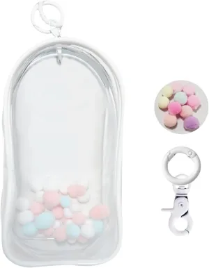 Large Clear Figure Display Bag with Keychain Case Blind Box Keychain Carrying Case Lipstick Charm for Collectibles