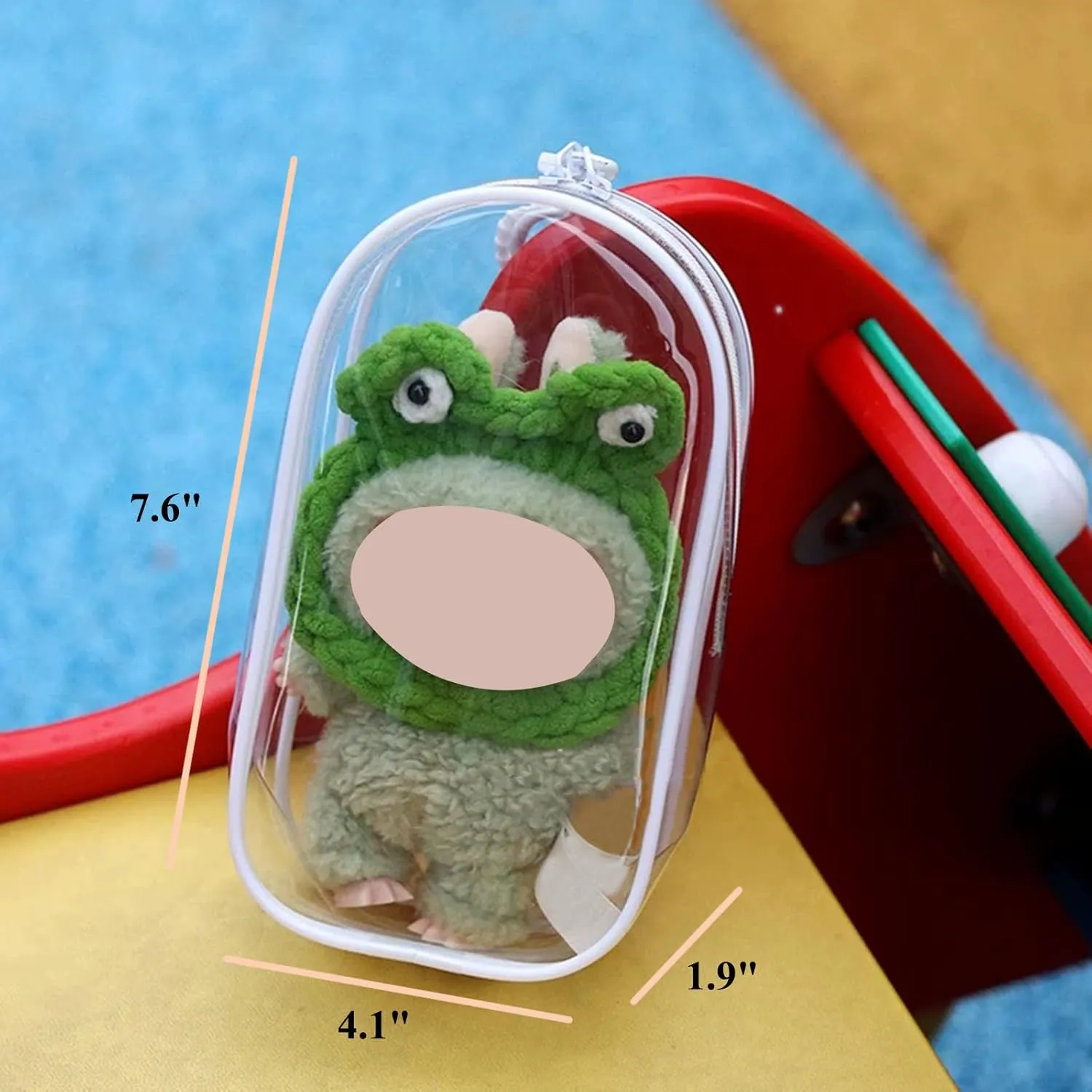Large Clear Figure Display Bag with Keychain Case Blind Box Keychain Carrying Case Lipstick Charm for Collectibles