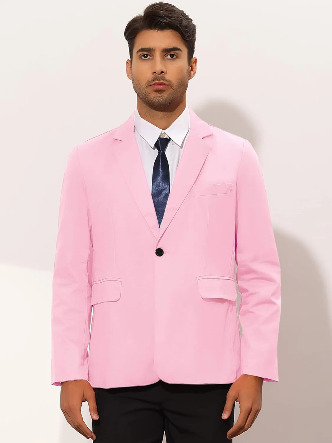 Lars Amadeus Solid Color Business Blazer for Men's One Button Notched Lapel Sports Coat Suit Jackets