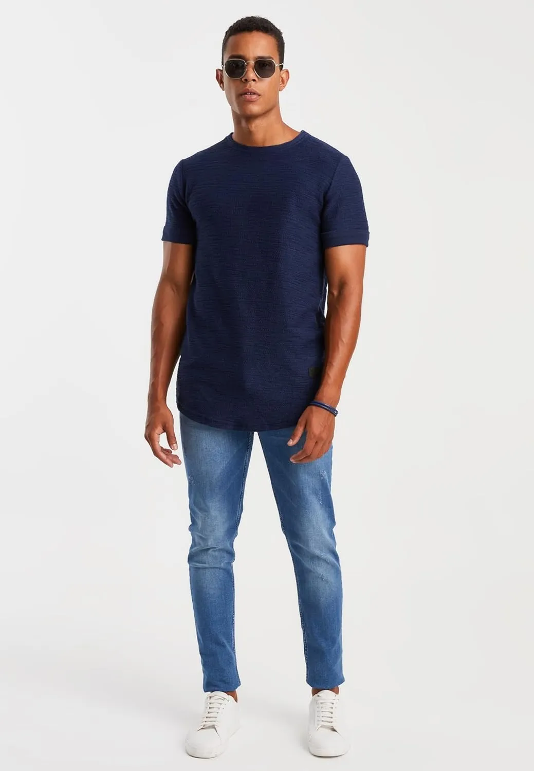 Leif Nelson Mens Oversize Slim Fit Crewneck Cotton T shirt Short Sleeve Classic Stylish Skin Friendly Tee