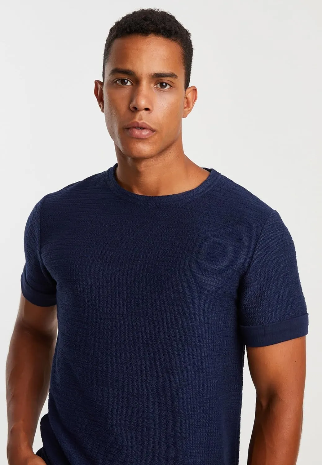 Leif Nelson Mens Oversize Slim Fit Crewneck Cotton T shirt Short Sleeve Classic Stylish Skin Friendly Tee