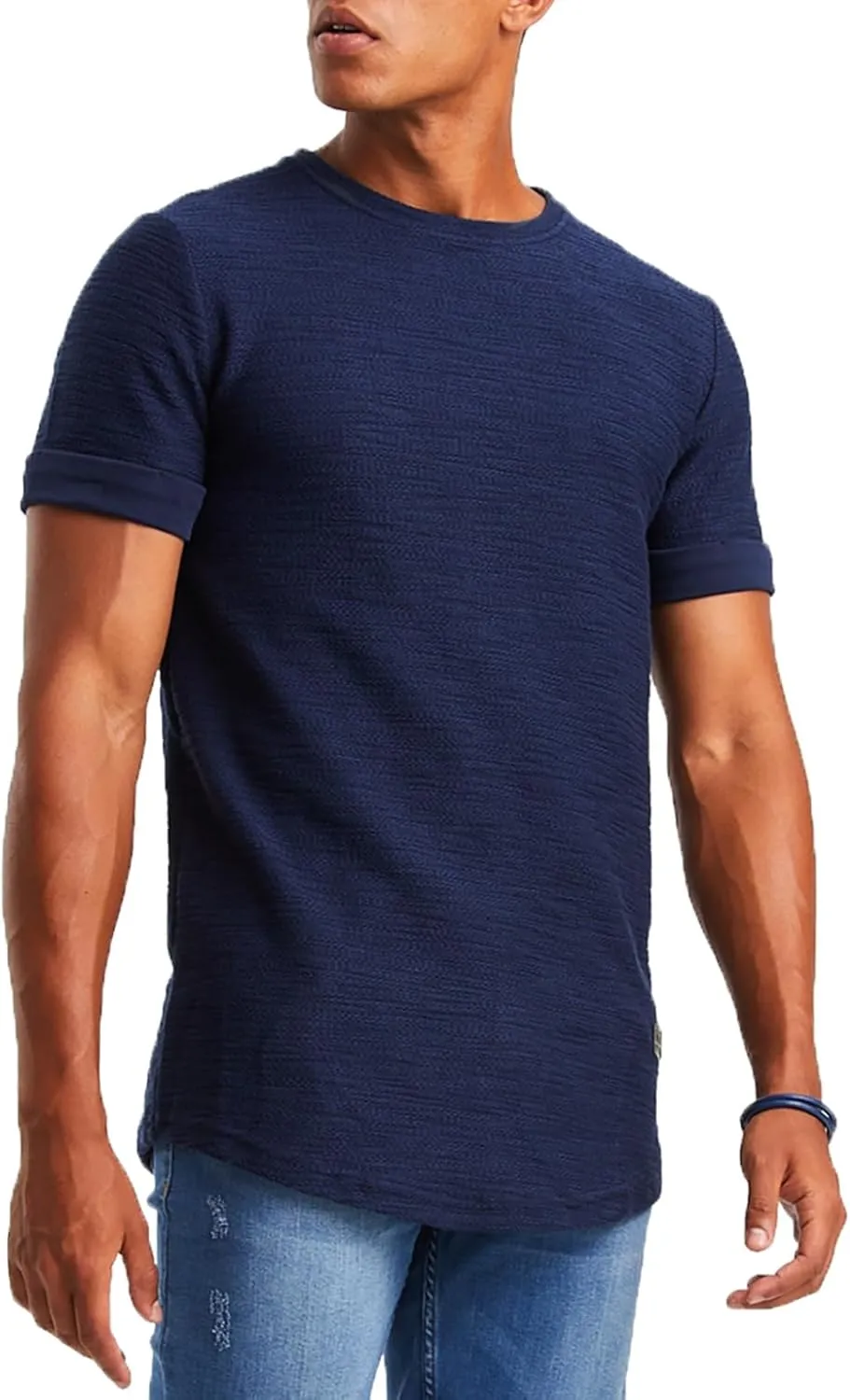 Leif Nelson Mens Oversize Slim Fit Crewneck Cotton T shirt Short Sleeve Classic Stylish Skin Friendly Tee
